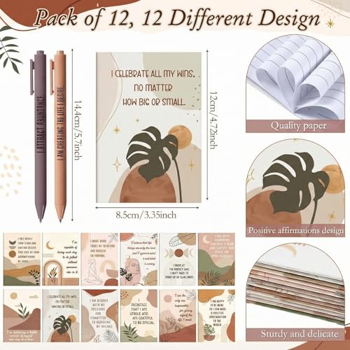 Image of Mooliwe 24 Pcs Positive Affirmation Gift Set Gratitude Notebooks with Pens Small Bags Motivational Encouragement Notepads Daily Affirmations Journal for Women Stress Relief Self Care (Abstract)
