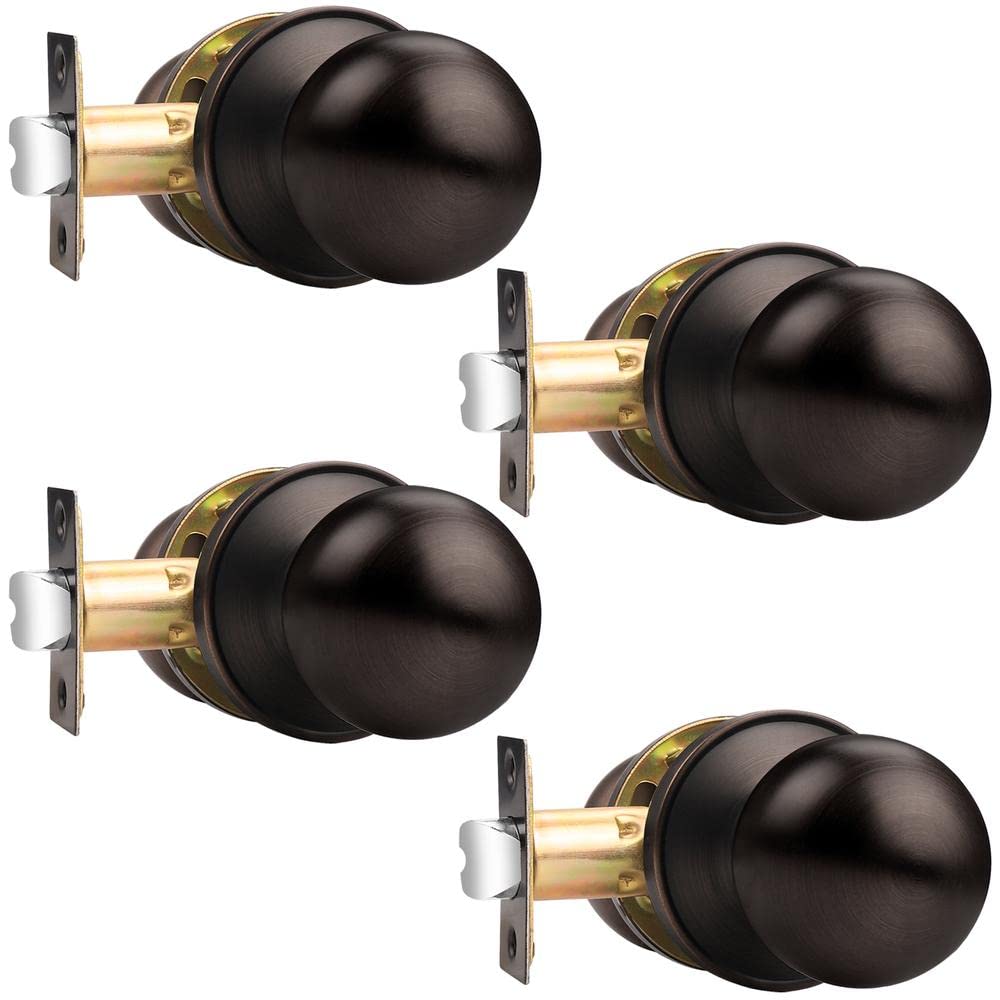 Brushed Nickel Door Knobs - Keyless Passage Locks -14