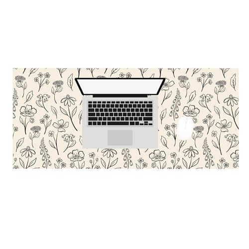 Elyse Breanne Design, Sous-main de bureau pour ordinateur, clavier, souris, bureau, dos en caoutchouc antidérapant, 39,4 x 88,9 cm, grand, motif floral...