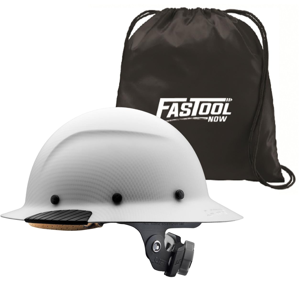 Lift Safety HDF-24CWG DAX Fiber Resin Full Brim Hard Hat (White Carbon Gloss) with Tote Bag