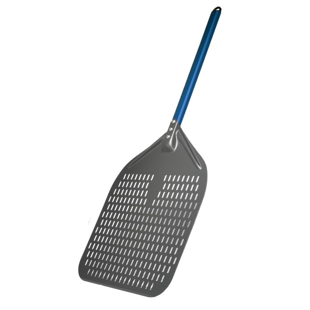 WANGSHAOWEI Pizza ​Paddle 12/13/14/ Inch Pizza Peel Perforated Pizzas Shovel Retangular Paddle With Aluminum Alloy Blue Handle(13 inch 75cm Blue)