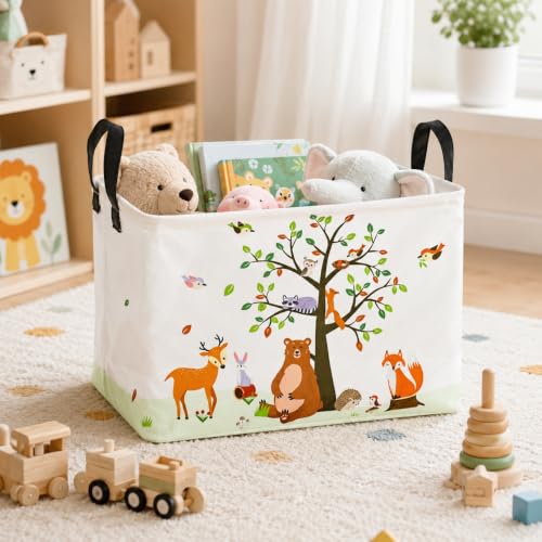 Image of Woodland Animal Storage Basket Gift Storage Basket for Kid Room, Home and Kitchen Storage