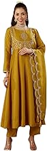 MOKOSH Women's Silk Embroidered Anarkali Kurta Pant Dupatta Set (443-TM)