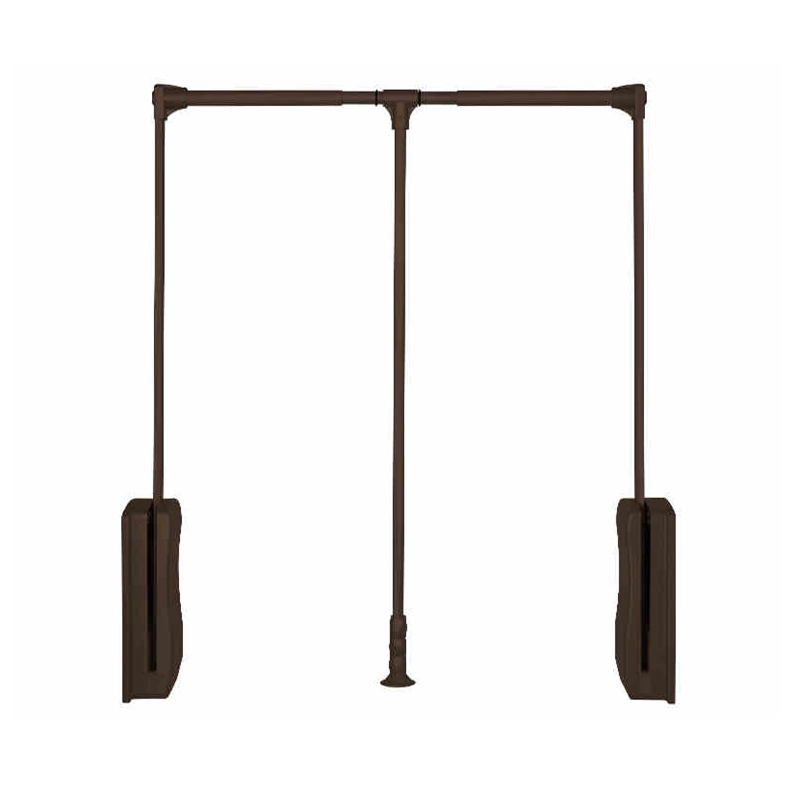 HTTGDGDH Adjustable Pull Down Closet Rod, Pneumatic Lift Wardrobe Rail Organizer, Heavy-Duty Clothes Hanger, Load Capacity 20Kg, Silver Finish, 510-660Mm Range,Brown-510-660mm