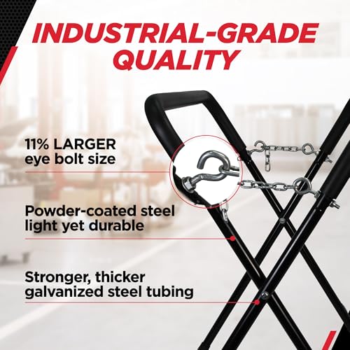 Image of Champ Heavy Duty Folding Stand, 1,000 lb Capacity, Portable Work Stand for Garage and Shop, Adjustable Height 32 inch-42 inch, Galvanized Steel, Skid-resistant, Foam Cushions, Lightweight Foldable Work Table
