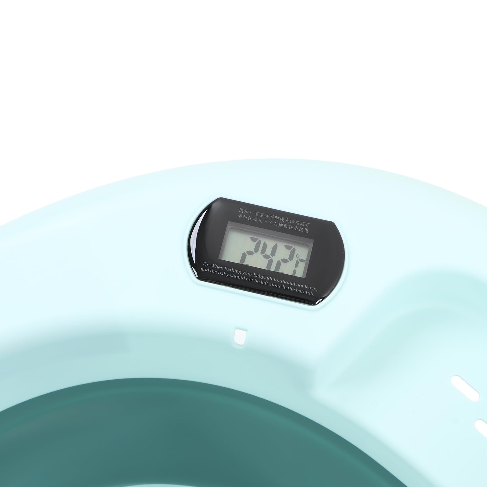 Fockety Zusammenklappbare Babybadewanne, Babybadewanne mit Thermometer, Tragbare Reisebadewanne mit Abflussloch, Babybadewanne für Neugeborene Bis Kleinkinder (Hellgrün)