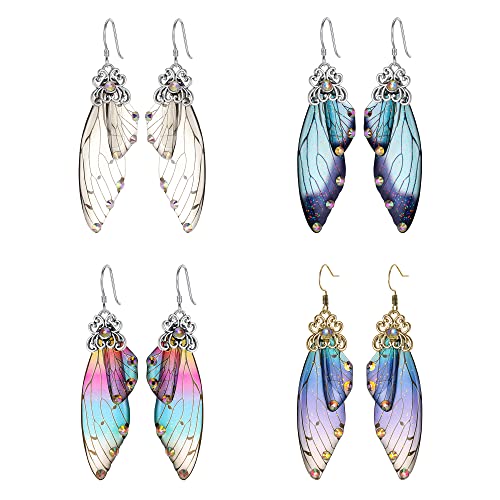 BriLove Butterfly Wing Hook Earrings Elegant Crystal Insect Dragonfly Drop Dangle Jewelry for Women