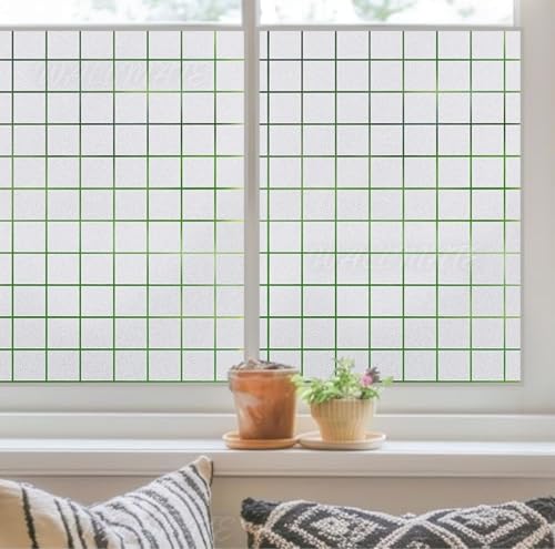 Image of WALLMATE Self Adhesive Window Film Frosted 3D Glass Door Window Frosted Film for Home /Office /Bathroom & Living Room Multicolor Frosted Film (16 x 175 Inch, Square)