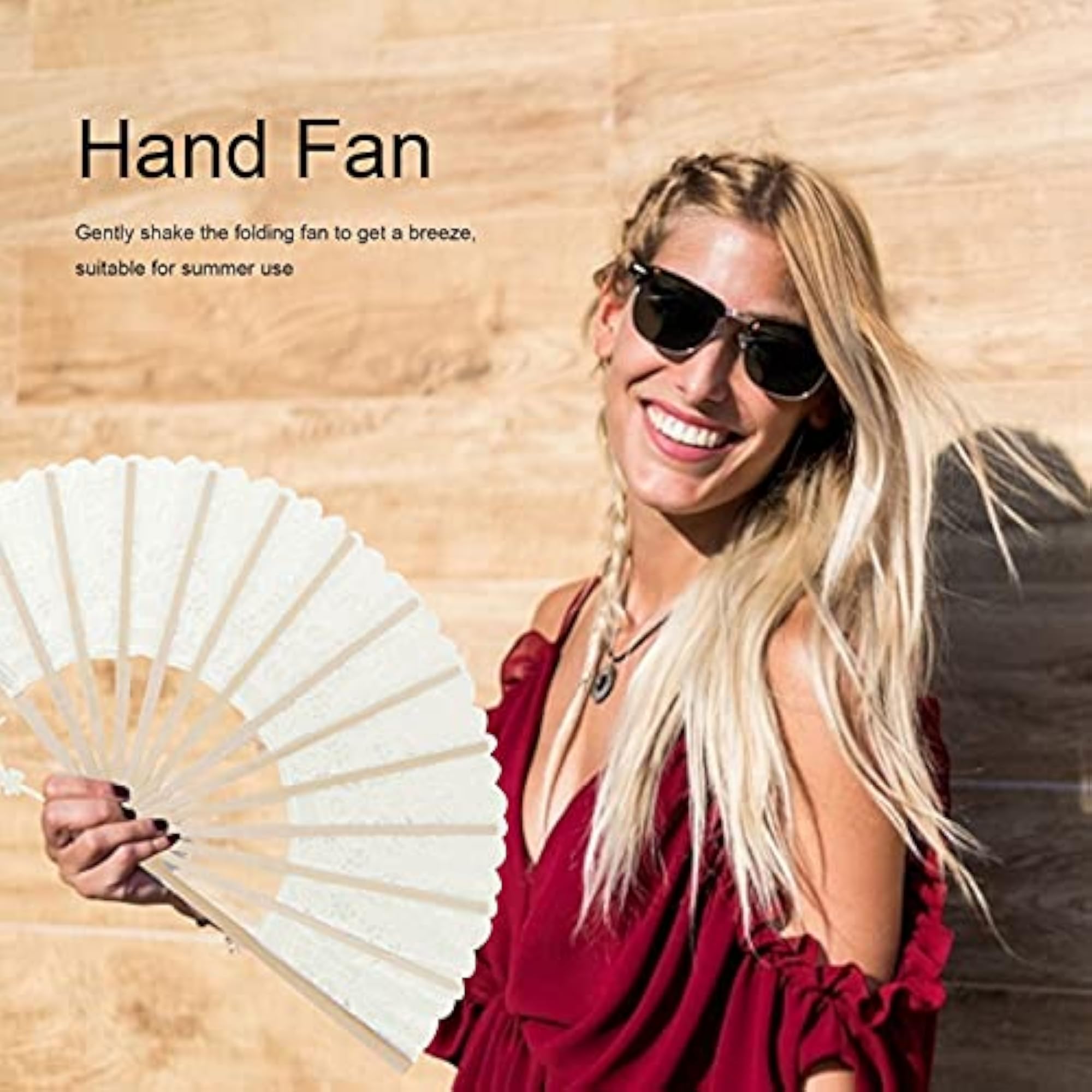 Handheld Folding Fan, Portable Milky White Decoration