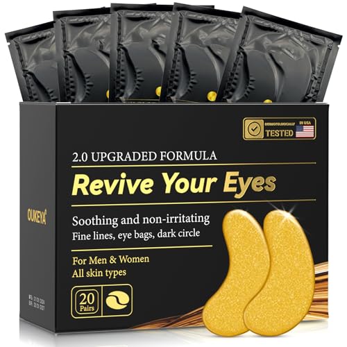 DMEODG Gold Eye Patches for Dark Circles and Puffy Eyes, Cooling Eye Masks for Eye Bags?-20 Pairs
