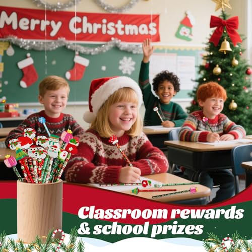 Lápices Navideños con Borradores, 36 Piezas Multicolor miniatura 3