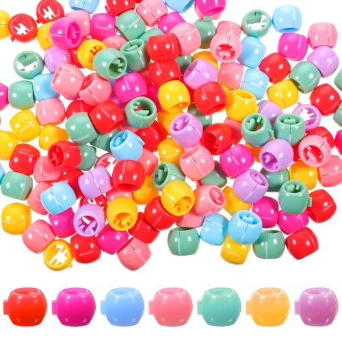 DOPENSPI 150 Stück Bunt Haarperlen zum Klipsen Haarclips Mini Rund Haarperlen Clips Haarspangens Perlen Haare Kinder Kunststoff Haarclips für Haare für Pferdeschwanz Zopf