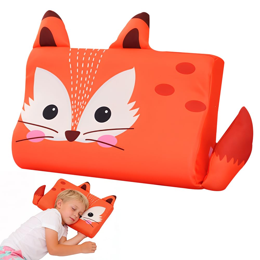 Almohada Infantil, 45 X 27 cm Almohada Bebe con Patrón de Zorro Adorable, Ergonómica Almohada para Bebe, Suave y Transpirable Almohada Niños para El Dormitorio de Los Niños