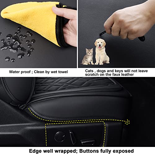 Image of LUCKYMAN CLUB F150 Front-only Seat Covers J03-Q3 with Waterproof Faux Leather, Fit 2015-2025 Ford F150 and 2017-2025 F250 F350 F450 (Front only, Black)