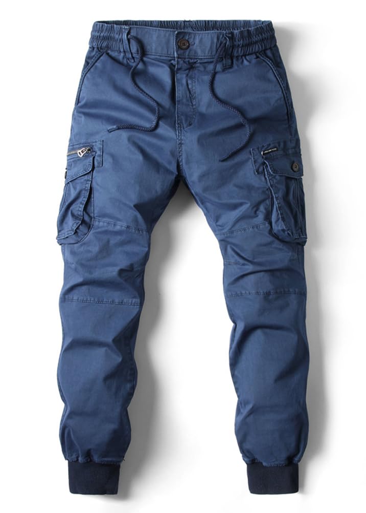 Pantalon Chino Cargo Homme Sport Slim Fit Pantalon De Travail Jogging Militaire Bas Survetement Pantalon Ceinture Elastique Sweatpants avec Multipoches