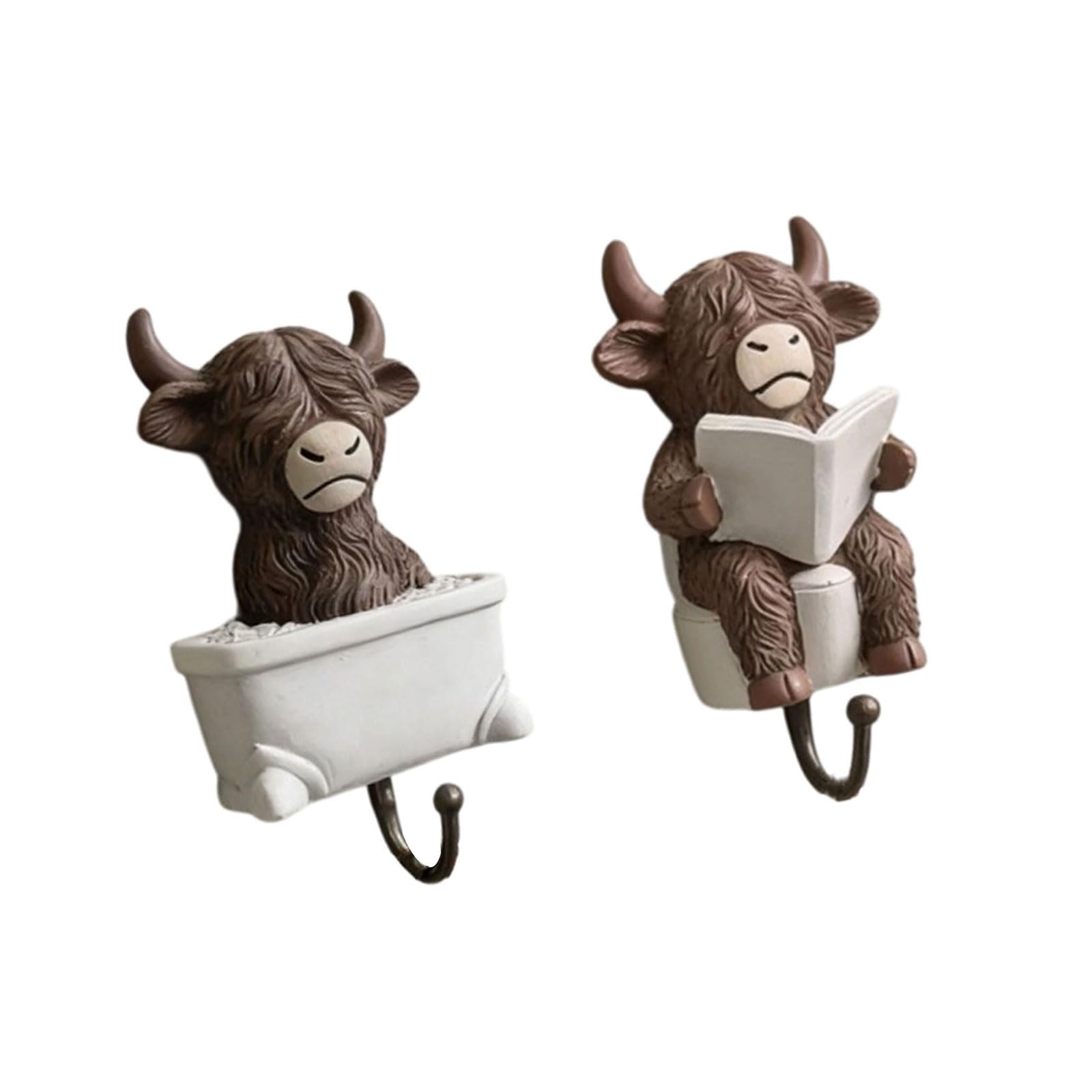 Zhennb A Lovely Resin Highlands Cow Wall Mount Hook Farm Nimal Wall Hanger Ideal For Bathroom Organization Nd Stylish Decors Lovely Nimal Hanger