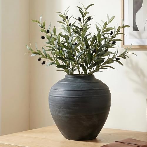 11' Blue Ceramic Vase, Rustic Farmhouse Living Room Home Decor