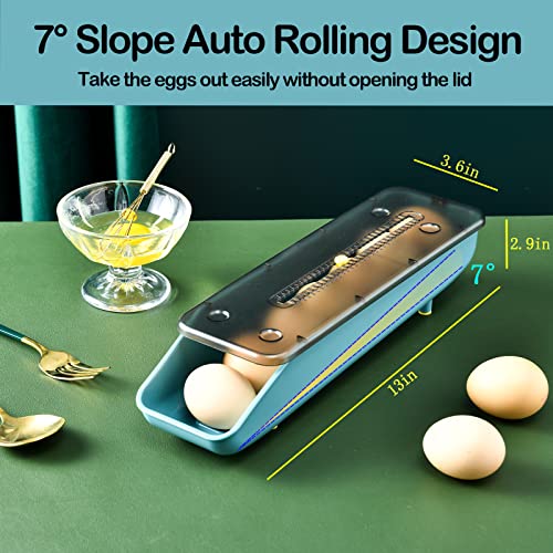 QeeHeng Stackable Refrigerator Egg Holder with Auto-Scrolling System, 14-Count Fresh-Keeping Storage Container - Image 3