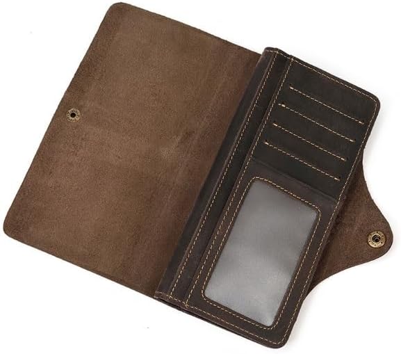 Men's Genuine Leather Wallet with Vintage Snap Closure Long With Multiple Card Slots