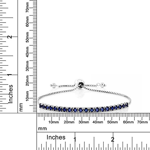 Gem Stone King 2.50 Cttw Blue Sapphire Tennis Bracelet For Women In 925 Sterling Silver | Gemstone Birthstone | Adjustable Bolo Bracelet For Women | Easy-On Easy-Off4