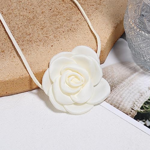 Flower Choker Necklace Rose Choker Camellia Flower Lace-up Necklace Gothic Choker for Women2