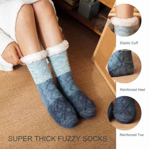 Slipper Socks for Women with Gripper - Cozy Soft Thick Fuzzy Non Slip Indoor Home Grips Socks - Winter Non Slip Thick Fuzzy Socks4