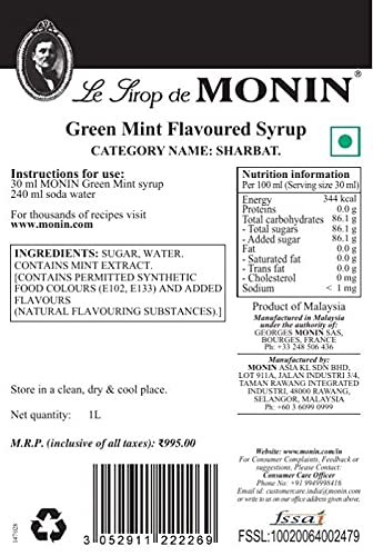 Monin Premium Green Mint Syrup 1 L - Imagen 3