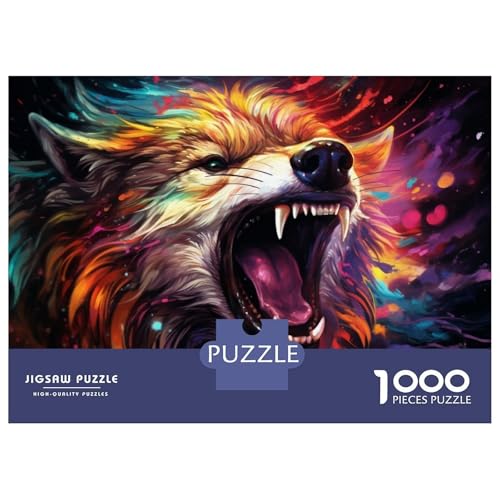 Puzzle de lobo de 1000 piezas para adultos, rompecabezas abstracto de papel de 70x50 cm 2