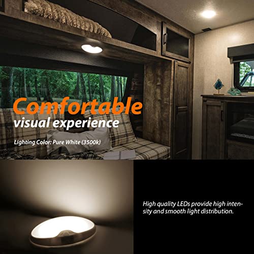 Dream Lighting 12V Dc Led Pancake Light For Rv Automotive Caravan Ceiling Lighting Fixture-With Motion Sensor Switch, Ultra Bright, 300 Lumens, 3500K #TOP5
