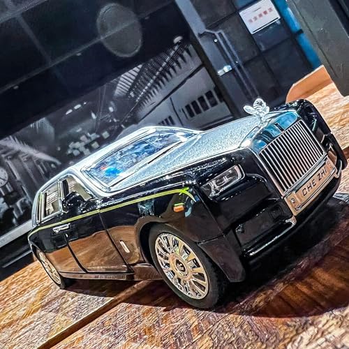 Image of Invite Enterprise Die-Cast Car 1:32 Rolls Royce Phantom Diecast Metal Pullback Toy Car With Openable Doors & Light, Music Boys Gifts Toys For Kids(1:32 Rolls Royce - Silver /Black)