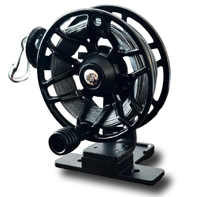 THE QUAD Reusable Metal Trip Wire Reel with 100ft Kevlar Line Security Alarm Accessory Black