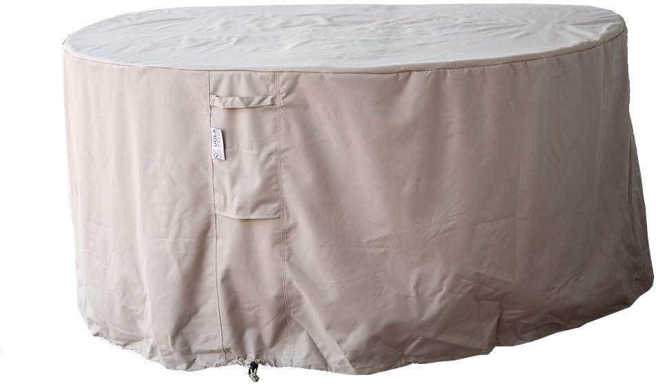 Round Outdoor Furniture Cover for Patio Dining & Daybeds Beige Waterproof in 3-Layers Heavy Polyester Fabric (75" x 31.5")