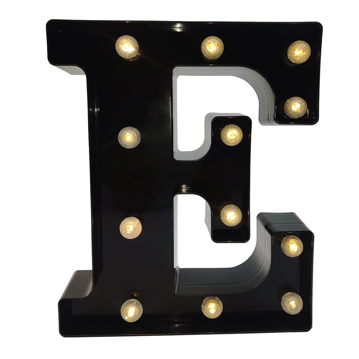 Black Alphabet Marquee Letters LED 26 Alphabet Light Up Letters with Diamond Bulb Battery Powered Led Letter for Wedding Birthday Christmas Home Bar Decoration Party Night Light (Black Letter E)