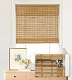 LazBlinds No Tools No Drill Cordless Bamboo Roman Shades, Custom Light Filtering Window Treatment, Roll Up Bamboo Blinds for Windows, Dali Native