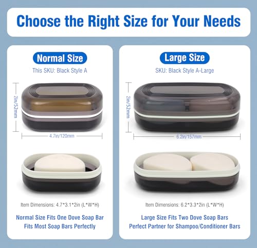 Travel Soap Container, Leakproof Soap Box, Travel Soap Holder with Removable Draining Layer, Portable Soap Case for Traveling, Camping, Gym (Black) - Image 6