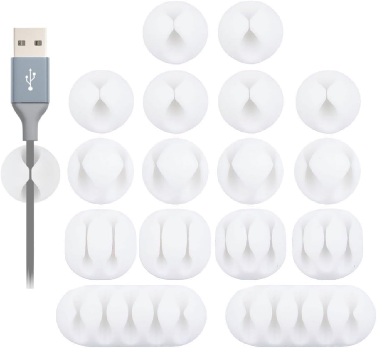 16 Pack White Cable Clip Holders