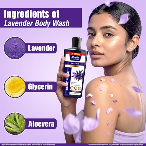Image of Multani Naturals Lavender Body Wash | Ayurvedic & Herbal Cleanser with Lavender Oil | Relaxing Unisex Body Wash for Men & Women | Paraben & Sulphate Free | Suitable for All Skin Types (270ml)