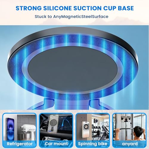 Image of ZORBES Magnet Phone Stand Grip, 360 Swivel Folding Compact Suction Cup Phone Ring Desk Stand, Magnetic Phone Ring for MagSafe Grip for iPhone 17 /16 /15 /14 /13 Pro Max Plus