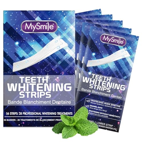MySmile Teeth Whitening Strips, Hydroxyapatite-Infuse White Strips, Non-Sensitive Teeth Whitening with Soothing Natural Ingredients, Enamel-Safe, Residue-Free, Non-Slip (28 Strips)
