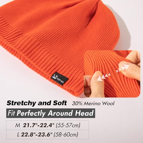 Image of Oversized L /XL /XXL DryKnit Waterproof Merino Wool Blend Beanie Fleece Lined Knit Hat for All-Weather Winter
