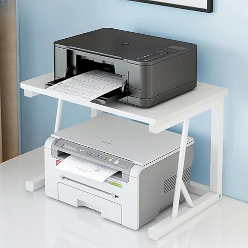 プリンター台 机上台 デスク プリンターラック組立品 卓上 木製 大容量 耐荷重35kg オフィス/ホーム収納用 (2段(57*34*38cm),B)