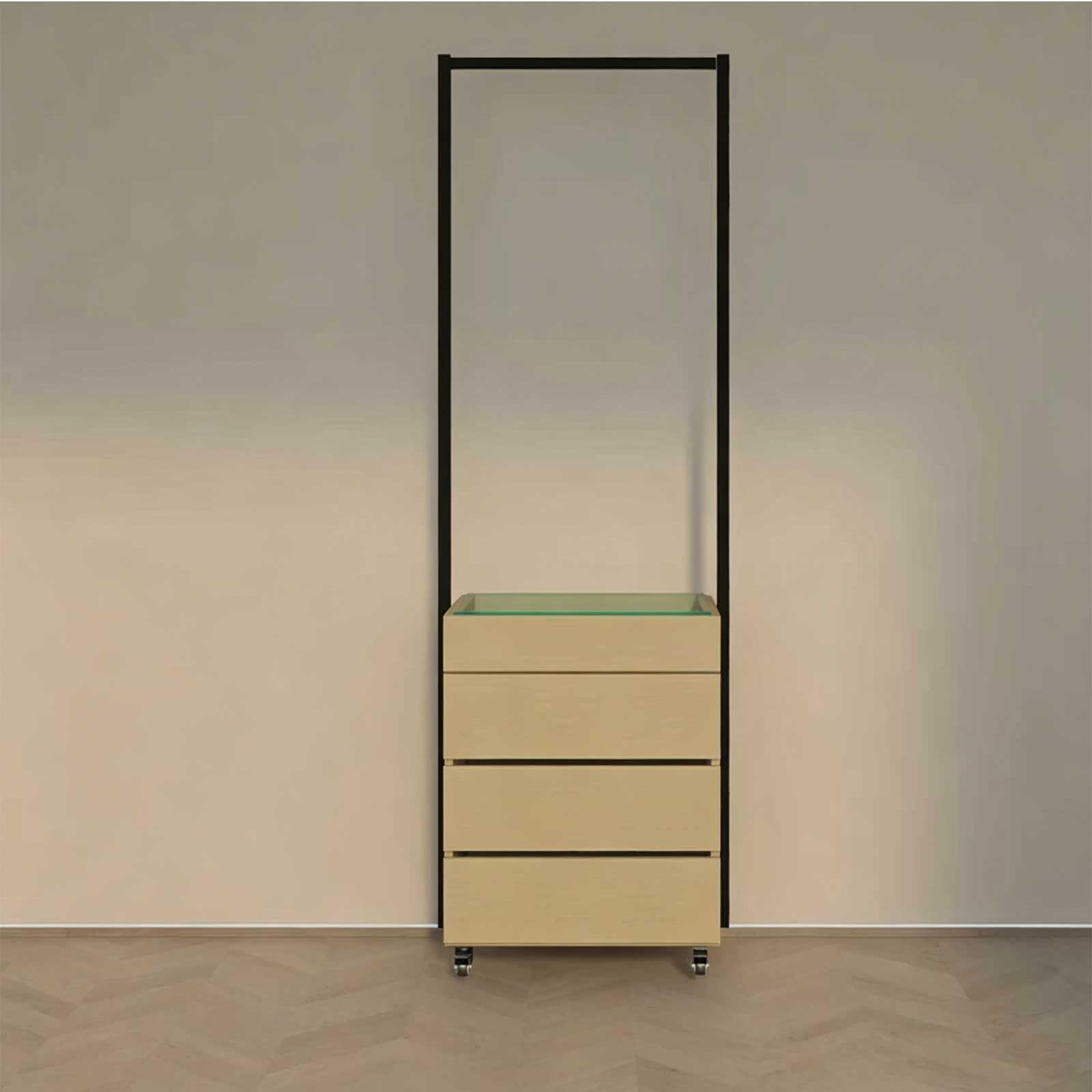 Kiboncy D Freestanding Clothing Rack With 2/3/4/5 Rawers, Soli Woo Garment Rack, Hall Tree For Bedroom, Entryway, Closet(,0.8M(4Drawers))