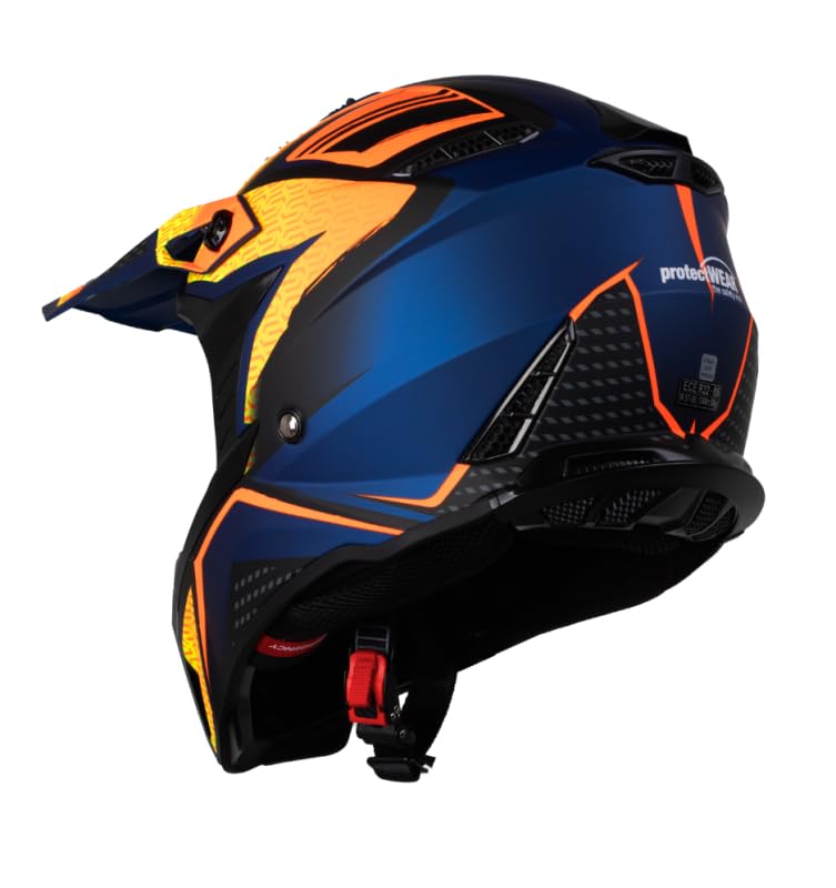 Motorradhelm Crosshelm MX-Helm Endurohelm MX322 blau/orange