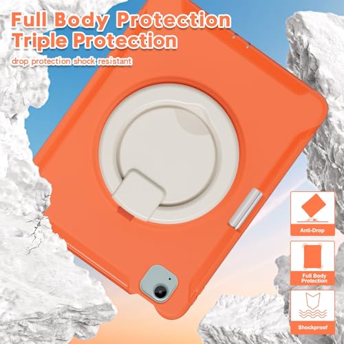 Étui pour iPad Pro 11 coque antichoc orange avec poignée rotative