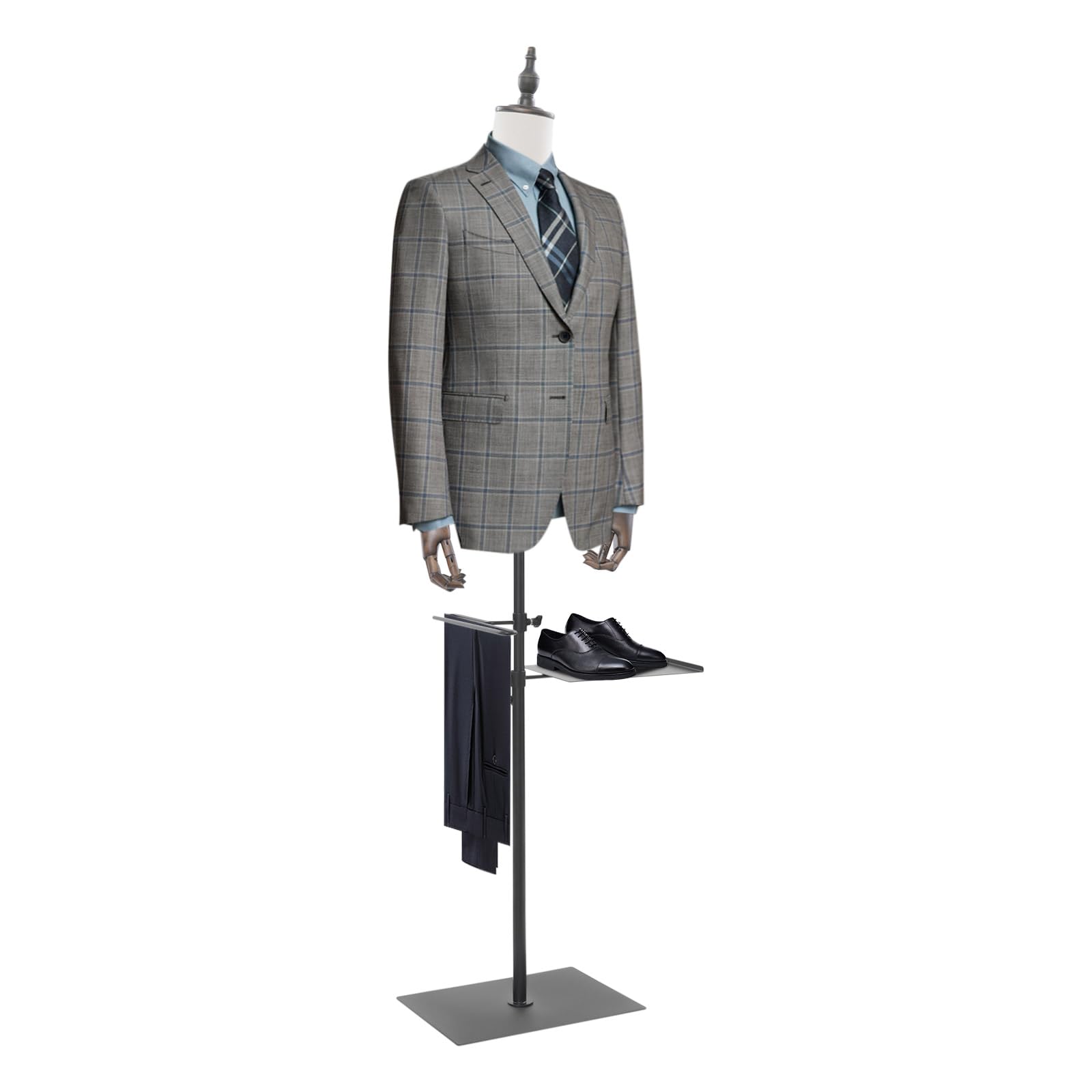 Schaufensterpuppe, Herren Torso mit Hosenständer und Schuhständer, Höhenverstellbar 70-130cm, Tragfähigkeit 30kg, für T-Shirts, Jacken, Anzügen