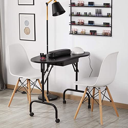 Yaheetech 37-Inch Portable & Foldable Manicure Table Nail Desk Workstation With Large Drawer/Client Wrist Pad/Controllable Wheels/Carrying Case For Spa Beauty Salon Black #TOP7