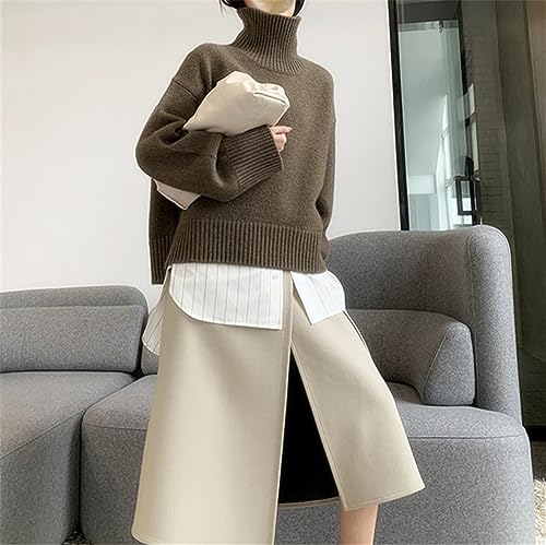 Fulbant Autumn and Winter Women Thick Cashmere Sweater High Neck Warm Loose Knitted B10 Sweater Jacket4