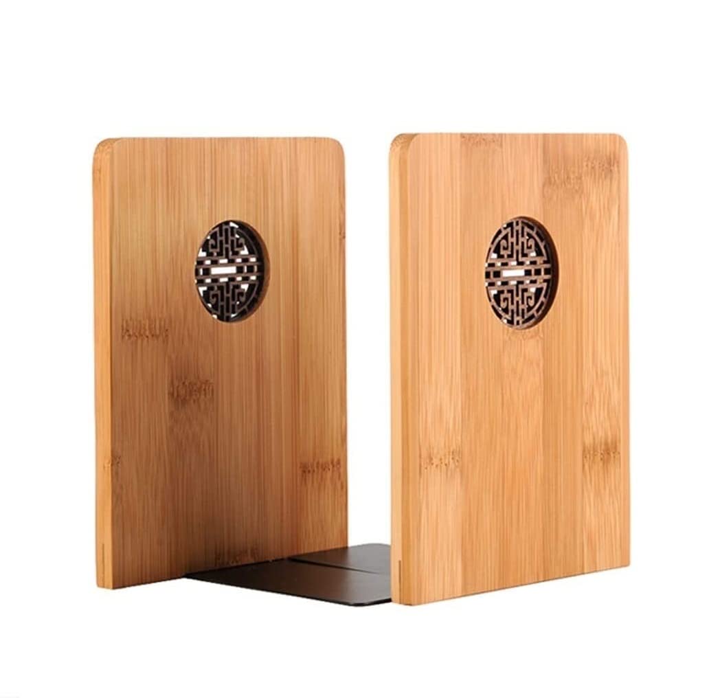 Estantería ajustable de madera natural CHFYIJYHM con sujetalibros para escritorio y oficina
