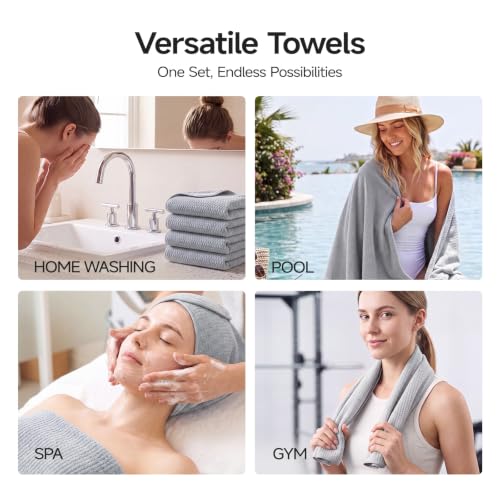 ecolook Microfiber Bath Towel Set of 6, Oversized 35 x 70 in, Soft, Gray by ecolook - Used condition - Image 8