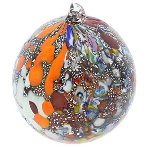 Glassofvenice Murano Glass Millefiori Silver Foil Christmas Ornament #TOP2